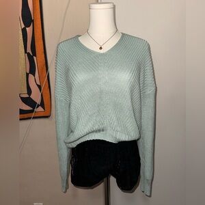 Elegant Mint V-Neck Sweater for Women